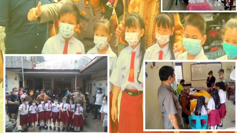 Wakapolsek Medan Baru Tinjau Vaksinasi Anak SD Pasundan