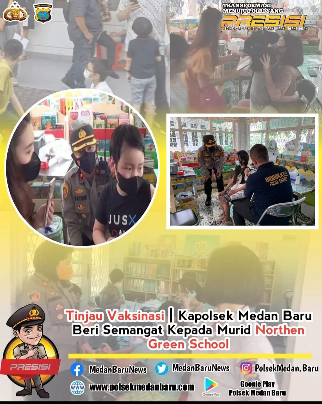 Kapolsek Medan Baru Tinjau Vaksinasi Anak Anak