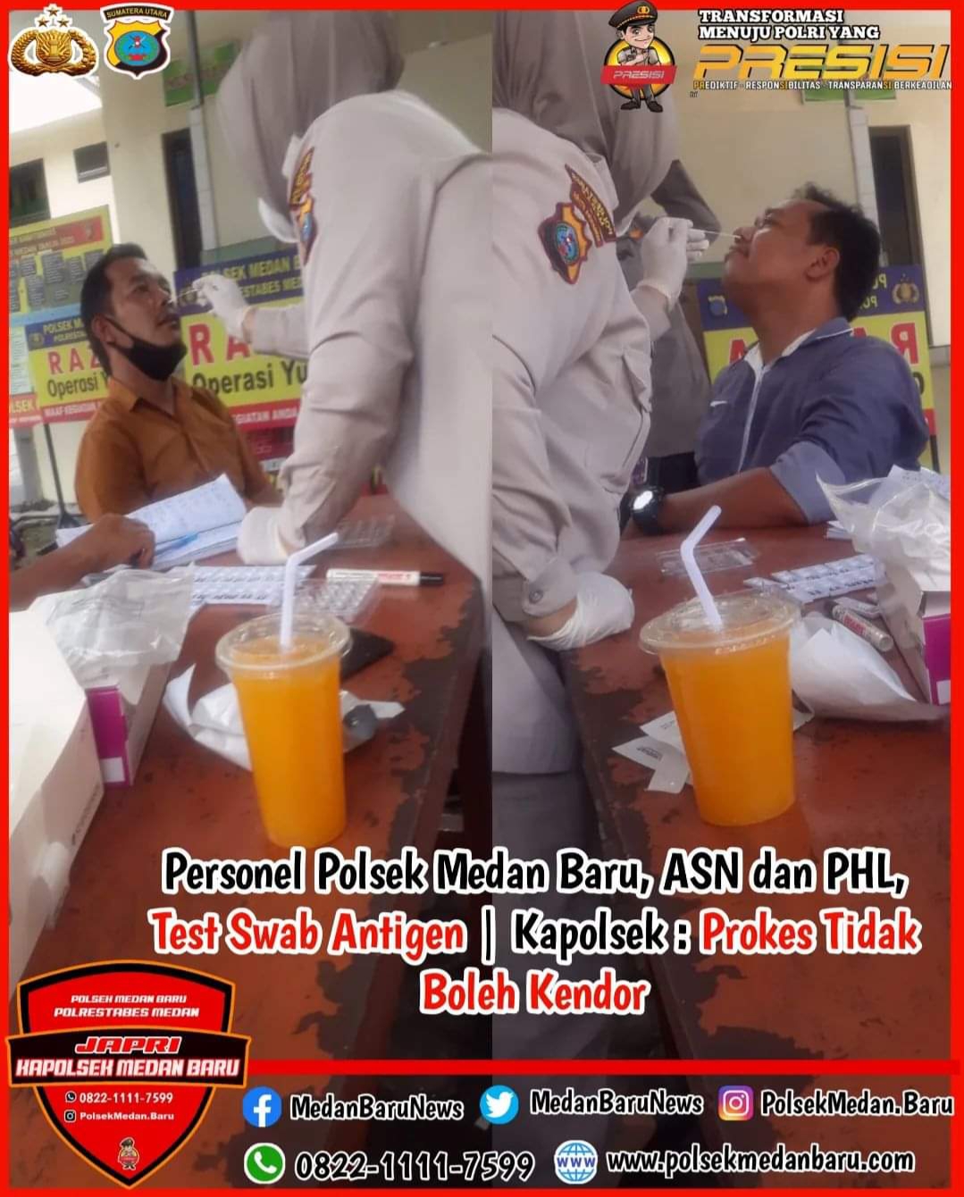 Polsek Medan Baru Adakan Test Swab Antigen