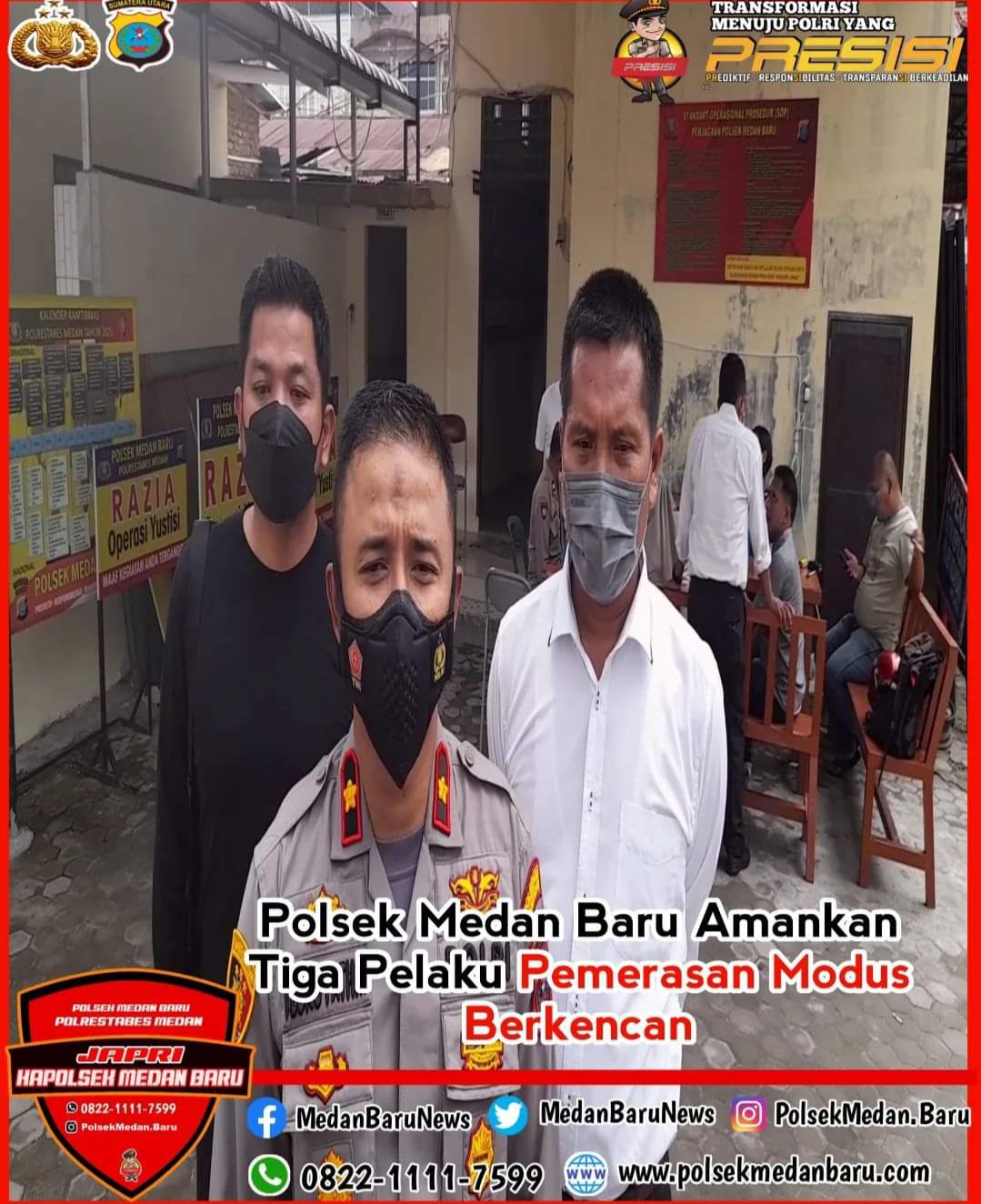 Polsek Medan Baru Amankan 3 Pelaku Pemerasan