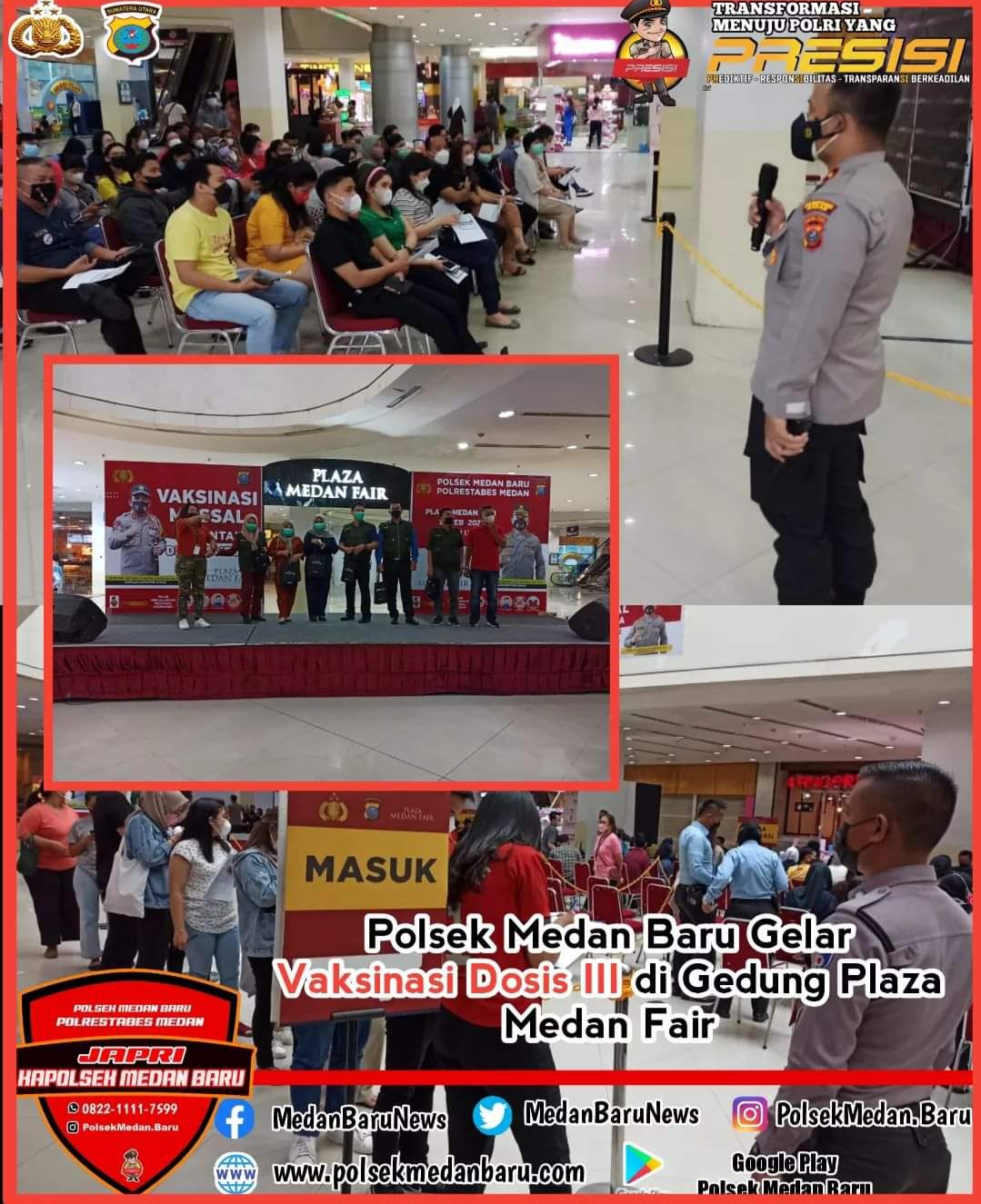 Polsek Medan Baru Bersama Plaza Medan Fair Gelar Vaksinasi Booster