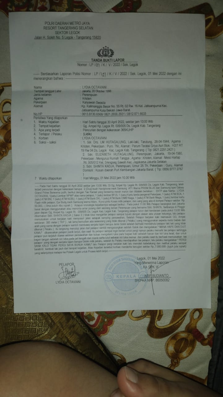 Kapolsek Legok Berjanji Ungkap Kasus Begal Yang Dialami Lidya