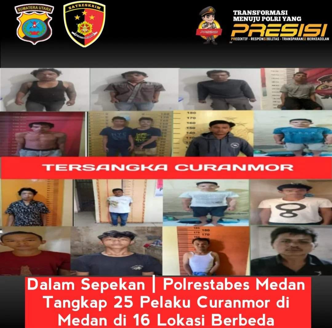 Polrestabes Medan Tangkap 25 Pelaku Curanmor