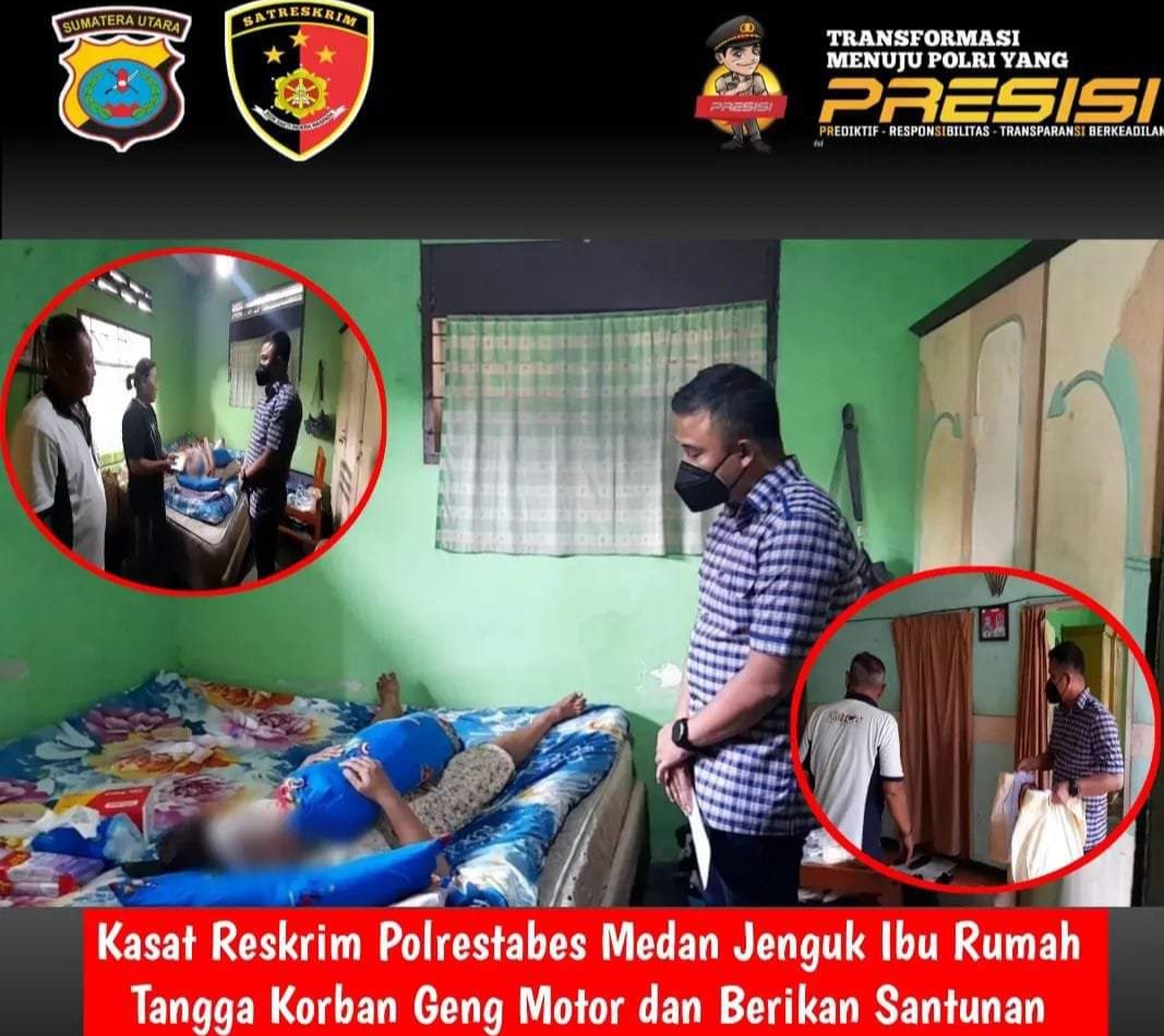 Kasat Reskrim Polrestabes Medan Jenguk IRT Korban Geng Motor