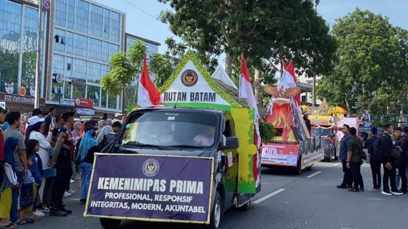 MERIAHKAN HUT RI KE-80, RUTAN BATAM IKUTI PAWAI PEMBANGUNAN TINGKAT KOTA BATAM